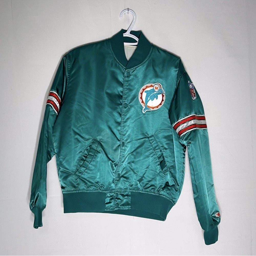 Vintage Starter Miami Dolphins Satin Bomber Jacket - Medium - Picture 12 of 15